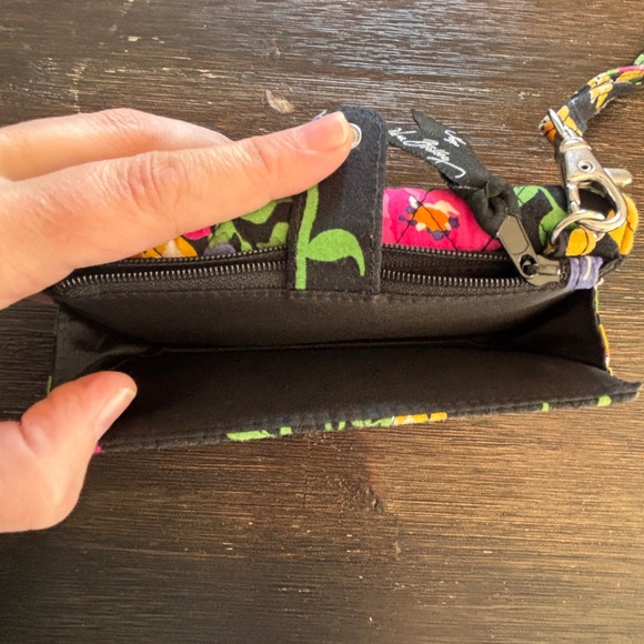 Vera Bradley Black Quilted Wristlet with Bright Floral Print - Picture 5 of 5